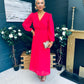 Blaire Banded Midi Dress Strawberry