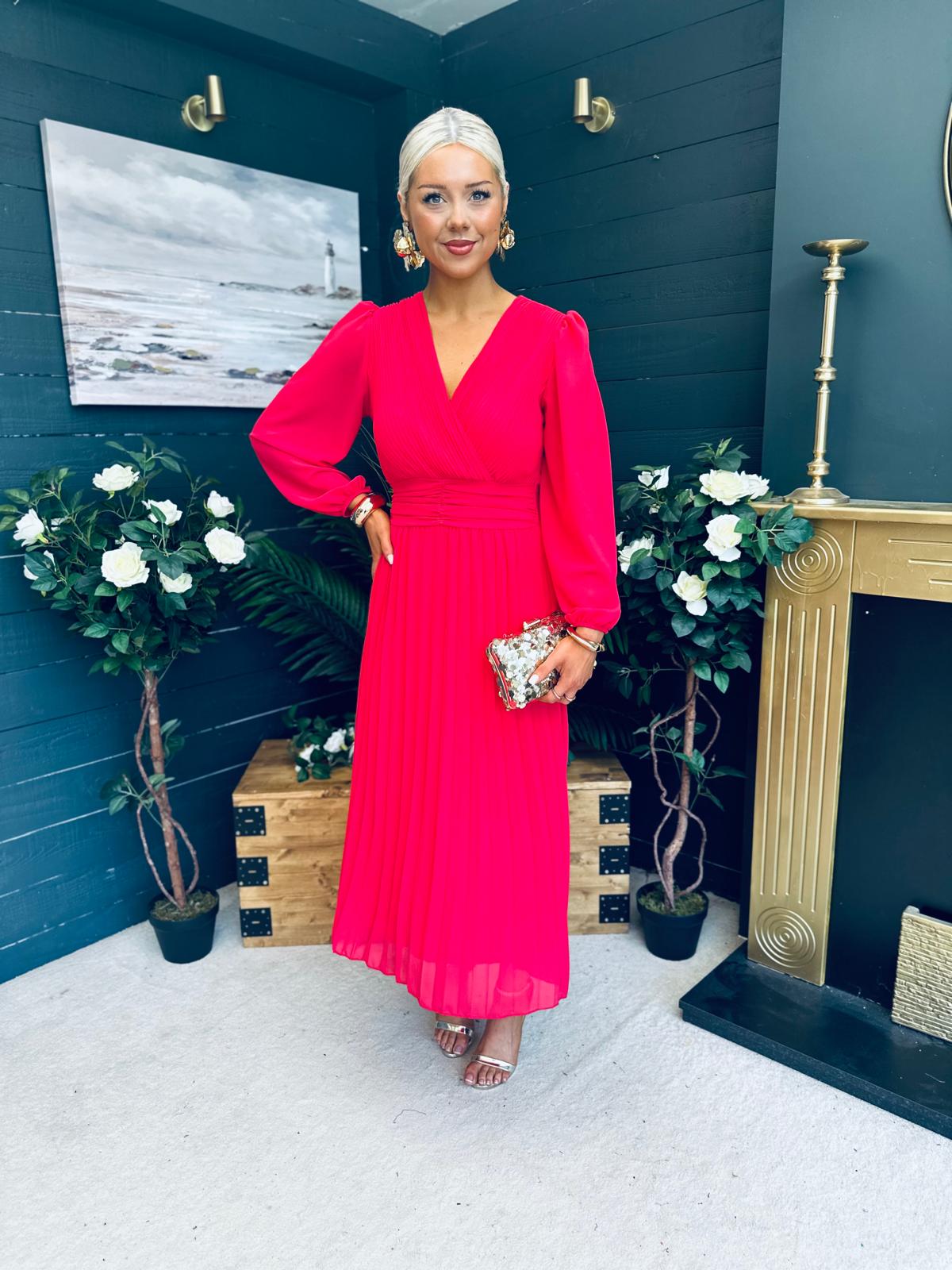 Blaire Banded Midi Dress Strawberry