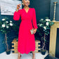Blaire Banded Midi Dress Strawberry