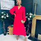 Blaire Banded Midi Dress Strawberry