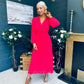 Blaire Banded Midi Dress Strawberry