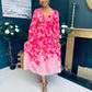Olivia Detailed Midi Dress Floral Pink