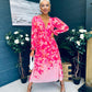 Olivia Detailed Midi Dress Floral Pink