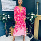 Olivia Detailed Midi Dress Floral Pink
