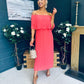Fiadh Bardot Detail Occasion Dress Coral