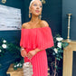 Fiadh Bardot Detail Occasion Dress Coral