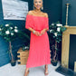 Fiadh Bardot Detail Occasion Dress Coral