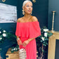 Fiadh Bardot Detail Occasion Dress Coral