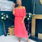 Fiadh Bardot Detail Occasion Dress Coral