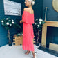 Fiadh Bardot Detail Occasion Dress Coral