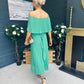 Fiadh Bardot Detail Occasion Dress Green