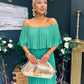 Fiadh Bardot Detail Occasion Dress Green