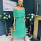 Fiadh Bardot Detail Occasion Dress Green
