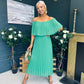 Fiadh Bardot Detail Occasion Dress Green