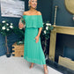 Fiadh Bardot Detail Occasion Dress Green