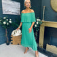 Fiadh Bardot Detail Occasion Dress Green
