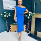 Ella One Shoulder Midi Dress Cobalt