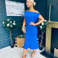 Ella One Shoulder Midi Dress Cobalt