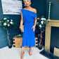 Ella One Shoulder Midi Dress Cobalt