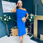 Ella One Shoulder Midi Dress Cobalt