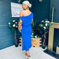 Ella One Shoulder Midi Dress Cobalt