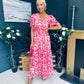 Deirdre Banded Midi Dress Pink