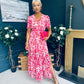 Deirdre Banded Midi Dress Pink