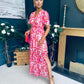 Deirdre Banded Midi Dress Pink