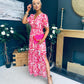 Deirdre Banded Midi Dress Pink