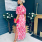 Deirdre Banded Midi Dress Pink