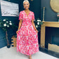 Deirdre Banded Midi Dress Pink