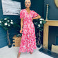 Deirdre Banded Midi Dress Pink