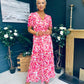 Deirdre Banded Midi Dress Pink