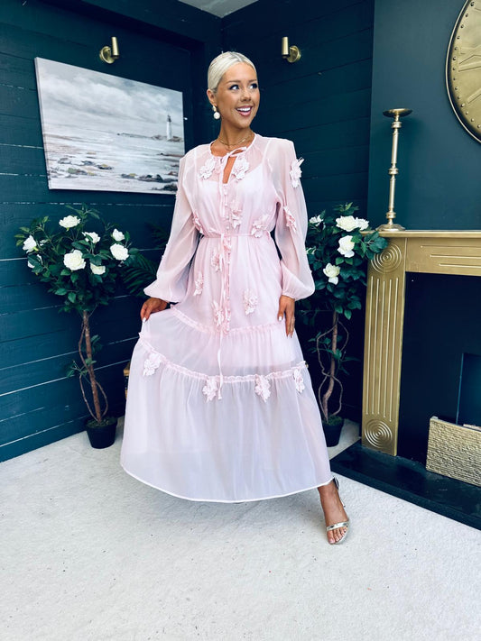 Enya Embellished Occasion Dress Pwr Pink