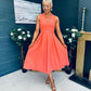 Ameya Sleeveless Detailed Midi Dress Coral