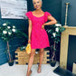 Alex Two Tone Broidery Mini Dress Pink