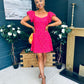 Alex Two Tone Broidery Mini Dress Pink