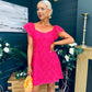 Alex Two Tone Broidery Mini Dress Pink