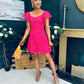 Alex Two Tone Broidery Mini Dress Pink