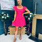 Alex Two Tone Broidery Mini Dress Pink