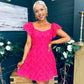 Alex Two Tone Broidery Mini Dress Pink