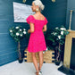 Alex Two Tone Broidery Mini Dress Pink