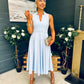 Ameya Sleeveless Detailed Midi Dress Sky Blue