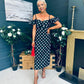 Janis Sweetheart Midi Dress Polka Black