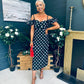 Janis Sweetheart Midi Dress Polka Black
