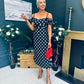 Janis Sweetheart Midi Dress Polka Black