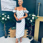 Janis Sweetheart Midi Dress Polka White