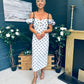 Janis Sweetheart Midi Dress Polka White