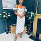Janis Sweetheart Midi Dress Polka White