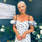 Janis Sweetheart Midi Dress Polka White